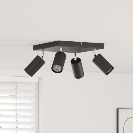 Spot de tavan 4 Way Reglabil Negru GU10
