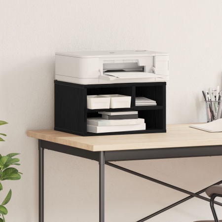 Suport pentru imprimantă Negru Stejar 40x32x22,5 cm Lemn de inginerie