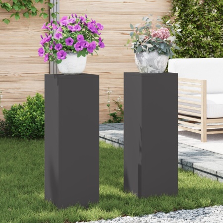 Suporturi de Plante pentru Exterior Stâlp 2 buc Negru 24x24x75 cm Oțel