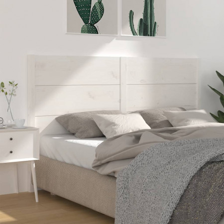 Tăblie de pat, alb, 141x4x100 cm, lemn masiv de pin - Img 1