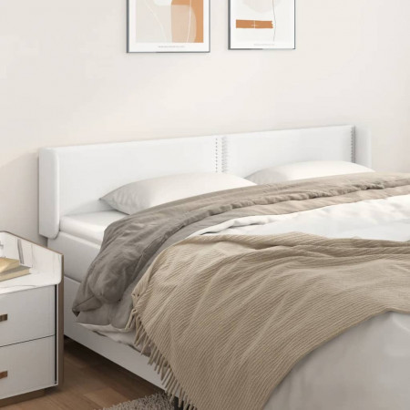 Tăblie de pat cu aripioare alb 183x16x78/88 cm piele ecologică