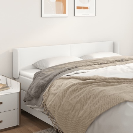 Tăblie de pat cu aripioare alb 203x16x78/88 cm piele ecologică