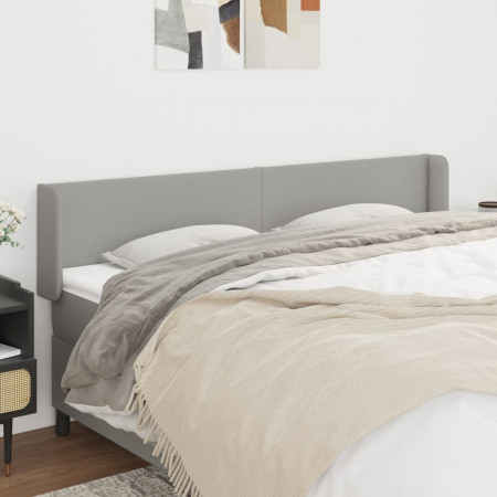 Tăblie de pat cu aripioare gri deschis 183x16x78/88 cm textil