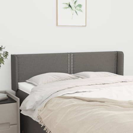 Tăblie de pat cu aripioare gri închis 147x16x78/88 cm textil