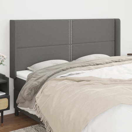 Tăblie de pat cu aripioare gri închis 183x16x118/128 cm textil