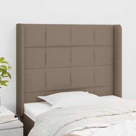 Tăblie de pat cu aripioare gri taupe 93x16x118/128 cm textil