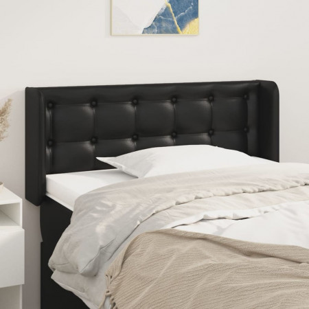 Tăblie de pat cu aripioare negru 83x16x78/88 cm piele ecologică