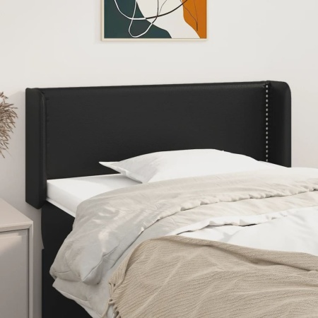 Tăblie de pat cu aripioare negru 93x16x78/88 cm piele ecologică