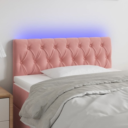 Tăblie de pat cu LED, roz, 90x7x78/88 cm, catifea