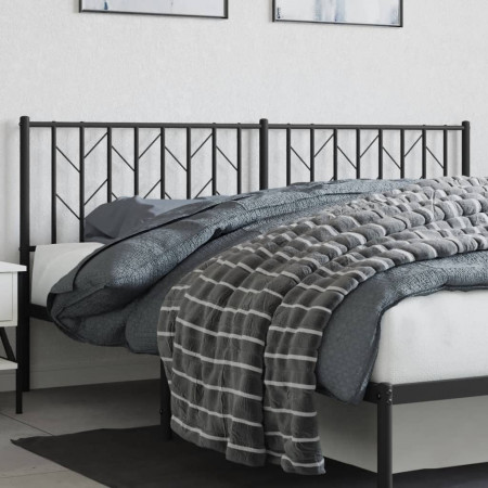 Tăblie de pat metalică, negru, 180 cm - Img 1