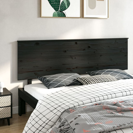 Tăblie de pat, negru, 204x6x82,5 cm, lemn masiv de pin - Img 1
