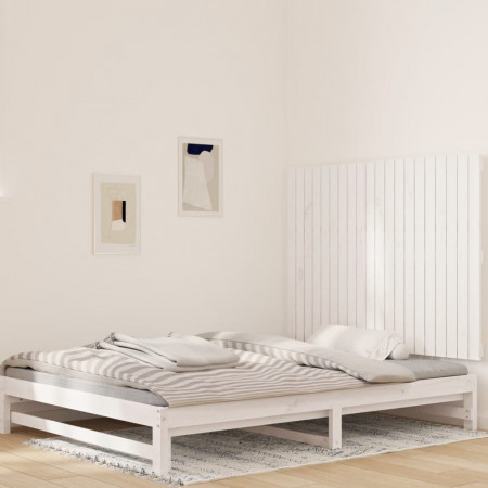 Tăblie de pat pentru perete, alb, 127,5x3x90 cm, lemn masiv pin
