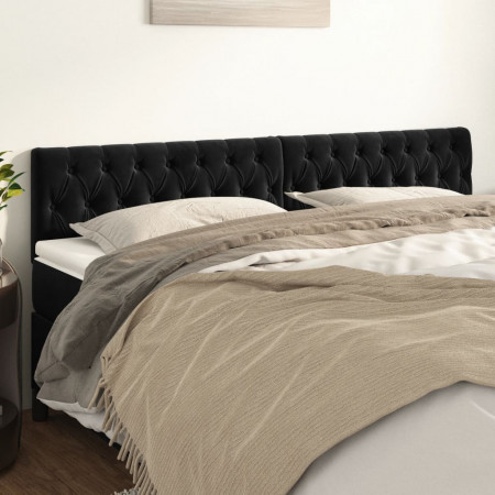 Tăblii de pat, 2 buc, negru, 100x7x78/88 cm, catifea