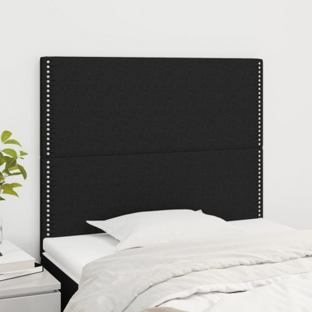 Tăblii de pat, 2 buc, negru, 80x5x78/88 cm, textil - Img 1