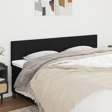 Tăblii de pat, 2 buc, negru, 90x5x78/88 cm, textil