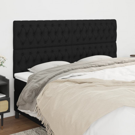 Tăblii de pat, 4 buc, negru, 100x7x78/88 cm, textil