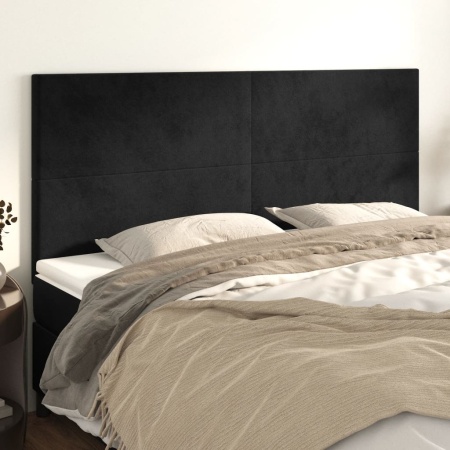Tăblii de pat, 4 buc, negru, 90x5x78/88 cm, catifea