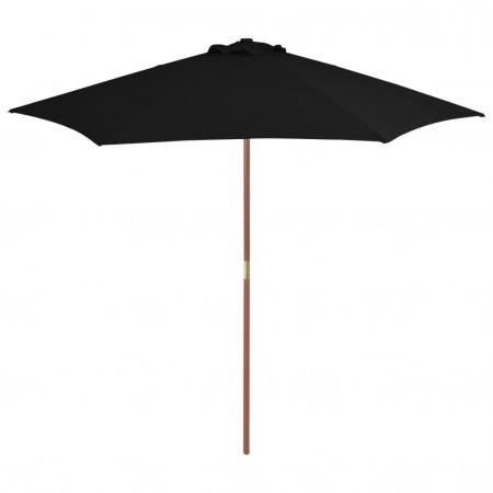 Umbrelă de soare de exterior cu stâlp din lemn, negru, 270 cm - Img 1