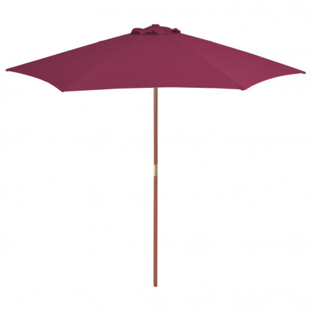 Umbrelă de soare de exterior, stâlp lemn, roșu bordo, 270 cm