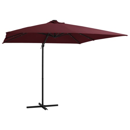 Umbrelă în consolă de grădină cu LED-uri, roșu bordo 250x250 cm