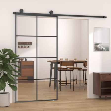 Ușă glisantă, negru, 102,5x205 cm, sticlă ESG și aluminiu