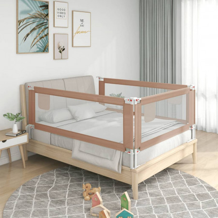 Balustradă de protecție pat copii, gri taupe, 180x25 cm, textil - Img 1