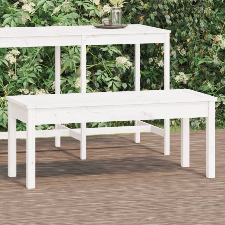 Bancă de grădină, alb, 109x44x45 cm, lemn masiv de pin