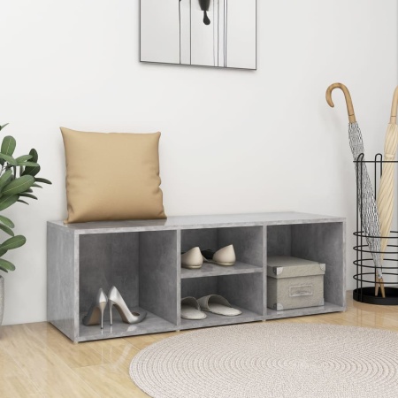 Bancă depozitare pentru pantofi, gri beton, 105x35x35 cm, PAL