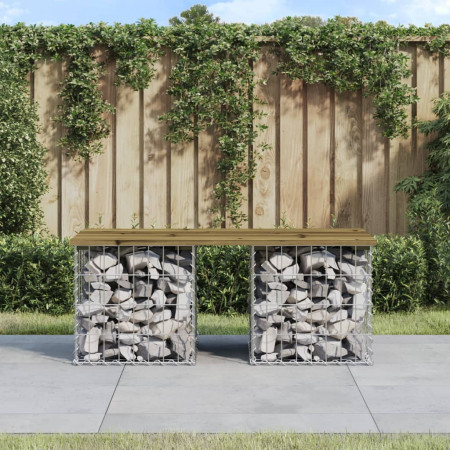Bancă grădină, design gabion, 103x44x42 cm, lemn pin impregnat