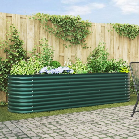 Bază de Grădină Ridicată Verde 320x80x81 cm din Oțel Galvanizat