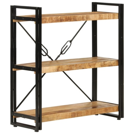 Bibliotecă cu 3 niveluri, 77x30x80 cm, lemn masiv mango și fier