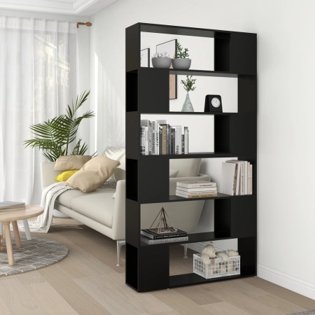 Bibliotecă/Separator cameră, negru, 100x24x188 cm