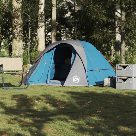 Cabină cort de camping, 4 persoane, albastru, impermeabil