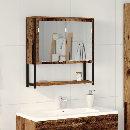 Cabinet de oglindă pentru baie din lemn vechi 60x16x60 cm din lemn stratificat
