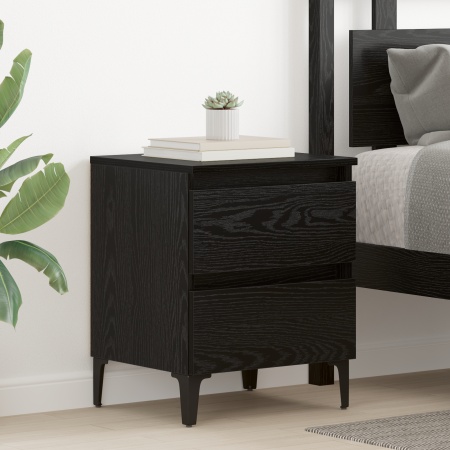 Cabinet de pat stejar negru 40x35x50 cm Lemn prelucrat