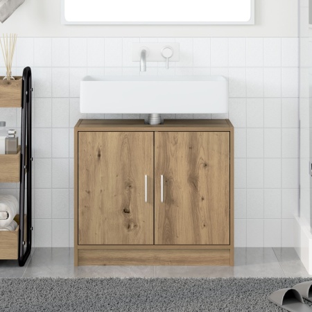 Cabinet pentru chiuvetă stejar artizanal 63x29x55 cm lemn prelucrat