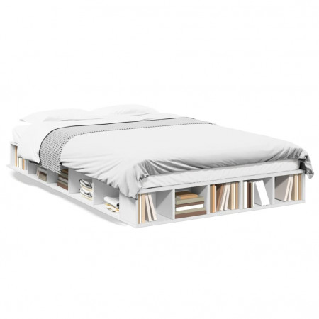 Cadru de pat, alb, 120x190 cm, lemn prelucrat