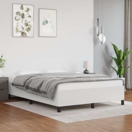 Cadru de pat, alb, 140x190 cm, piele ecologică