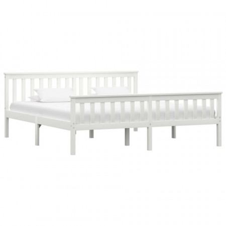 Cadru de pat din lemn masiv de pin, alb, 180 x 200 cm - Img 1
