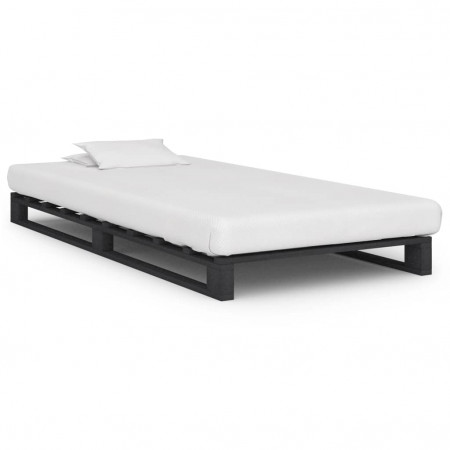 Cadru de pat din paleți, gri, 100 x 200 cm, lemn masiv de pin - Img 1