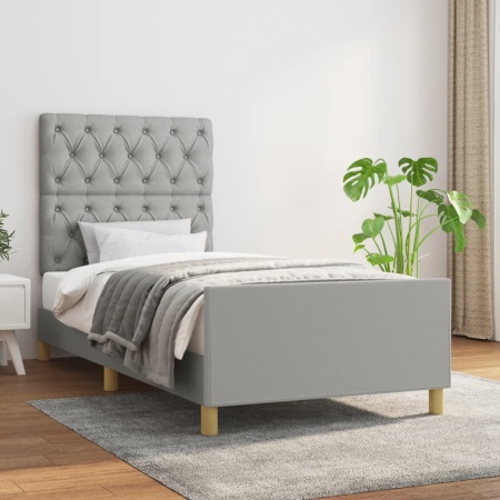 Cadru de pat fără saltea, gri deschis, 80x200 cm, textil