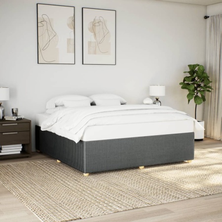 Cadru de pat fără saltea, gri închis, 180x200 cm, textil