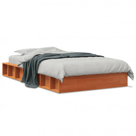 Cadru de pat, maro ceruit, 90x200 cm, lemn masiv de pin