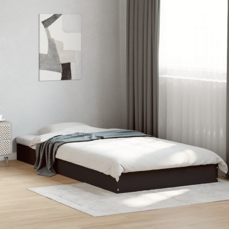 Cadru de pat, negru, 100x200 cm, lemn prelucrat