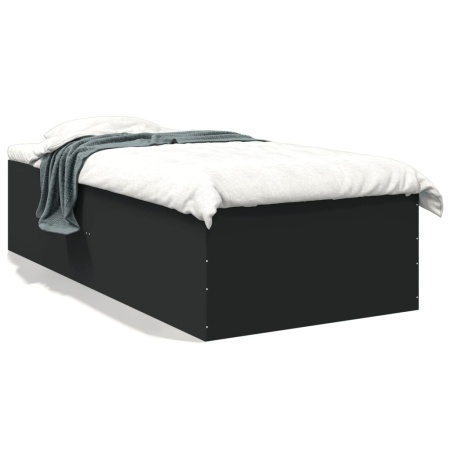 Cadru de pat, negru, 90x200 cm, lemn prelucrat