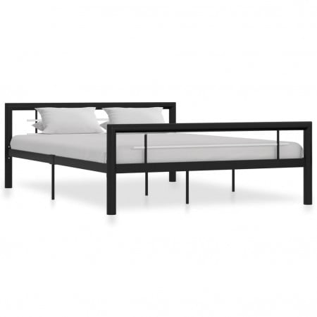 Cadru de pat, negru și alb, 160 x 200 cm, metal
