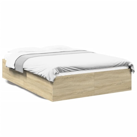 Cadru de pat, stejar sonoma, 135x190 cm, lemn prelucrat