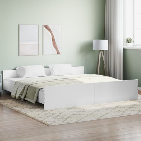 Cadru pat cu tăblie la cap/picioare, alb, 180x200 cm