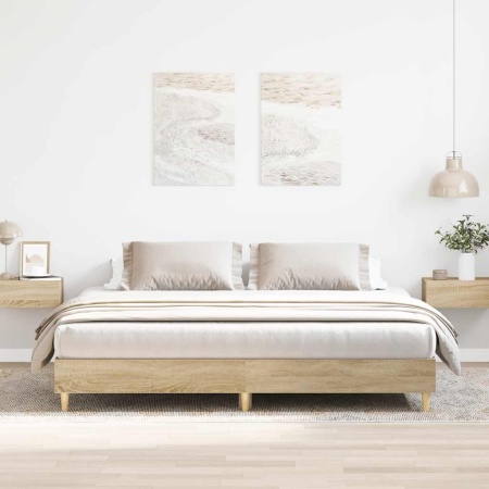 Cadru pat fără saltea stejar sonoma, 180x200cm, lemn prelucrat