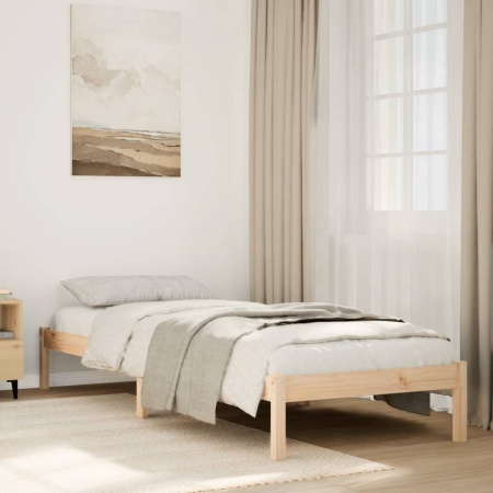 Cadru pat foarte lung fără saltea, 100x220 cm, lemn masiv pin